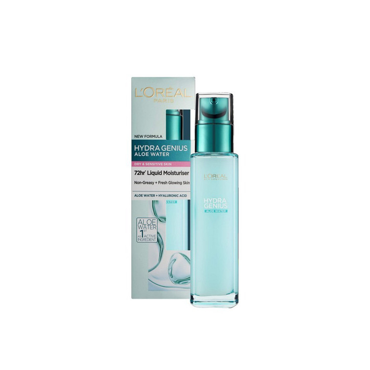 سرم آبرسان لورآل 72 ساعته مناسب پوست حساس و خشک 70 میل L’Oreal Paris Hydra Genius Aloe Wate