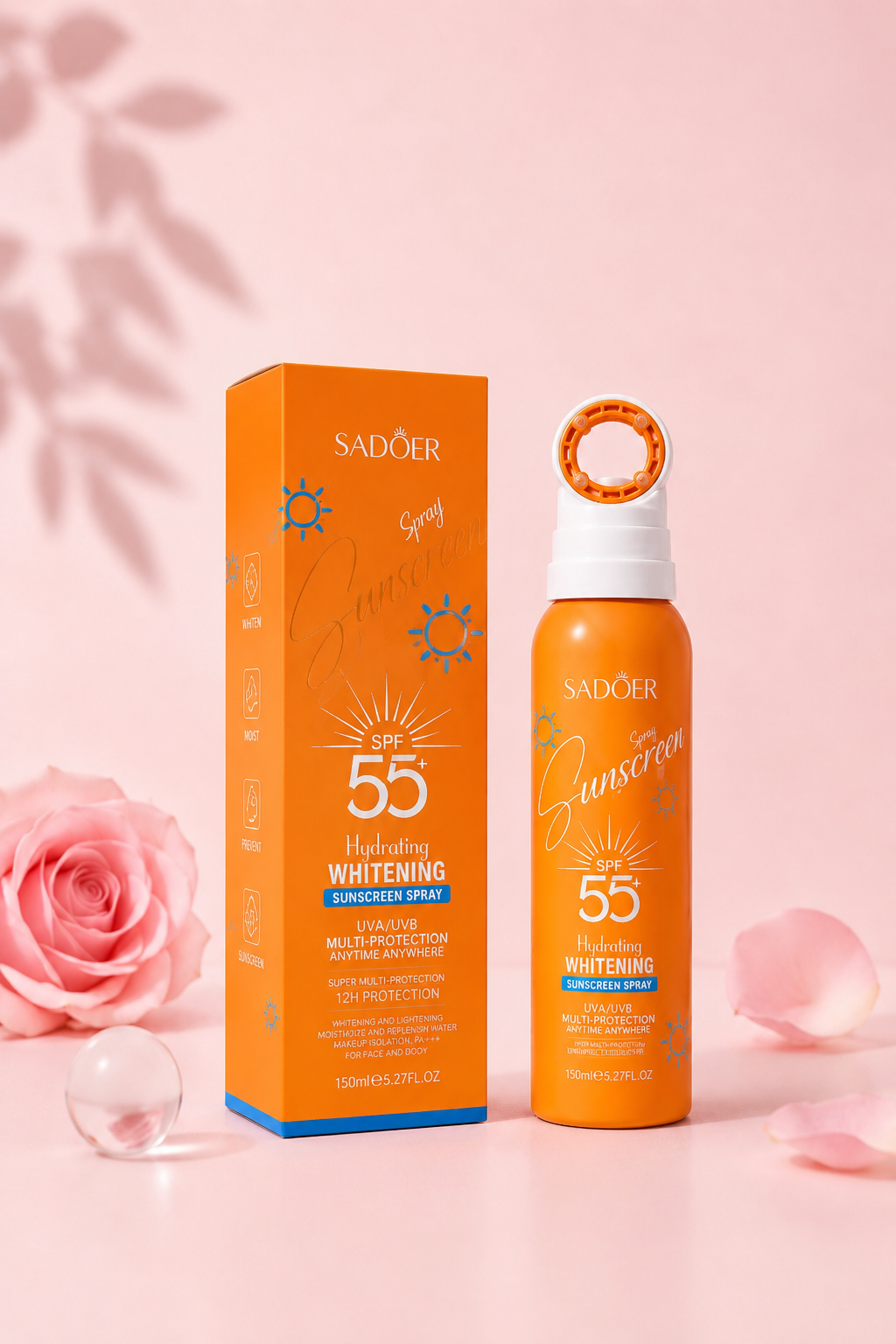 اسپری ضد آفتاب بی‌رنگ سادور SPF50 مدل سبک +++PA