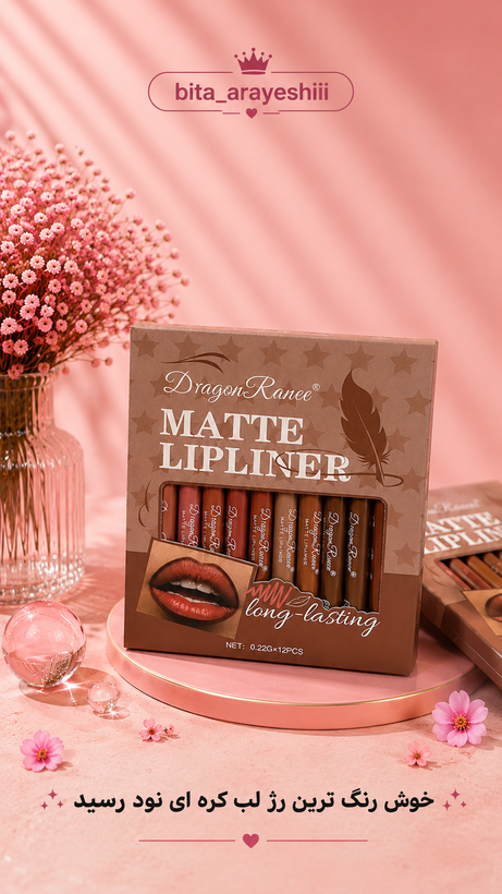 پک رژ لب مدادی پیچی ۱۲ رنگ Dragon Ranee Matte Lipl