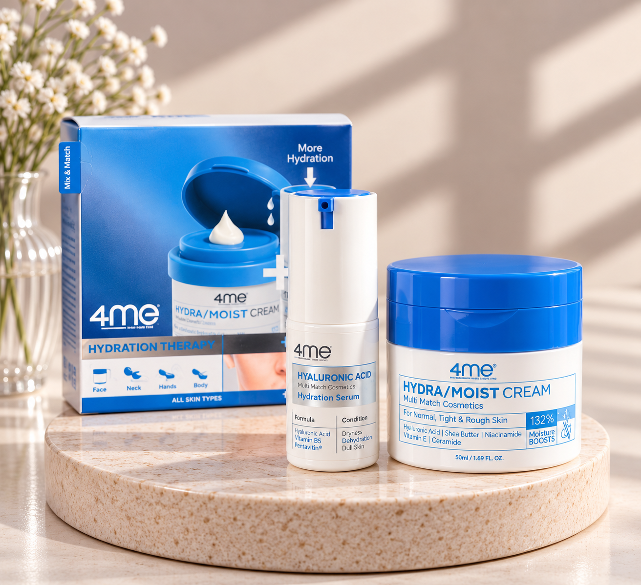 ست آبرسان 4me Hydration Therapy | سرم هیالورونیک اسید + کرم Hydra/Moist