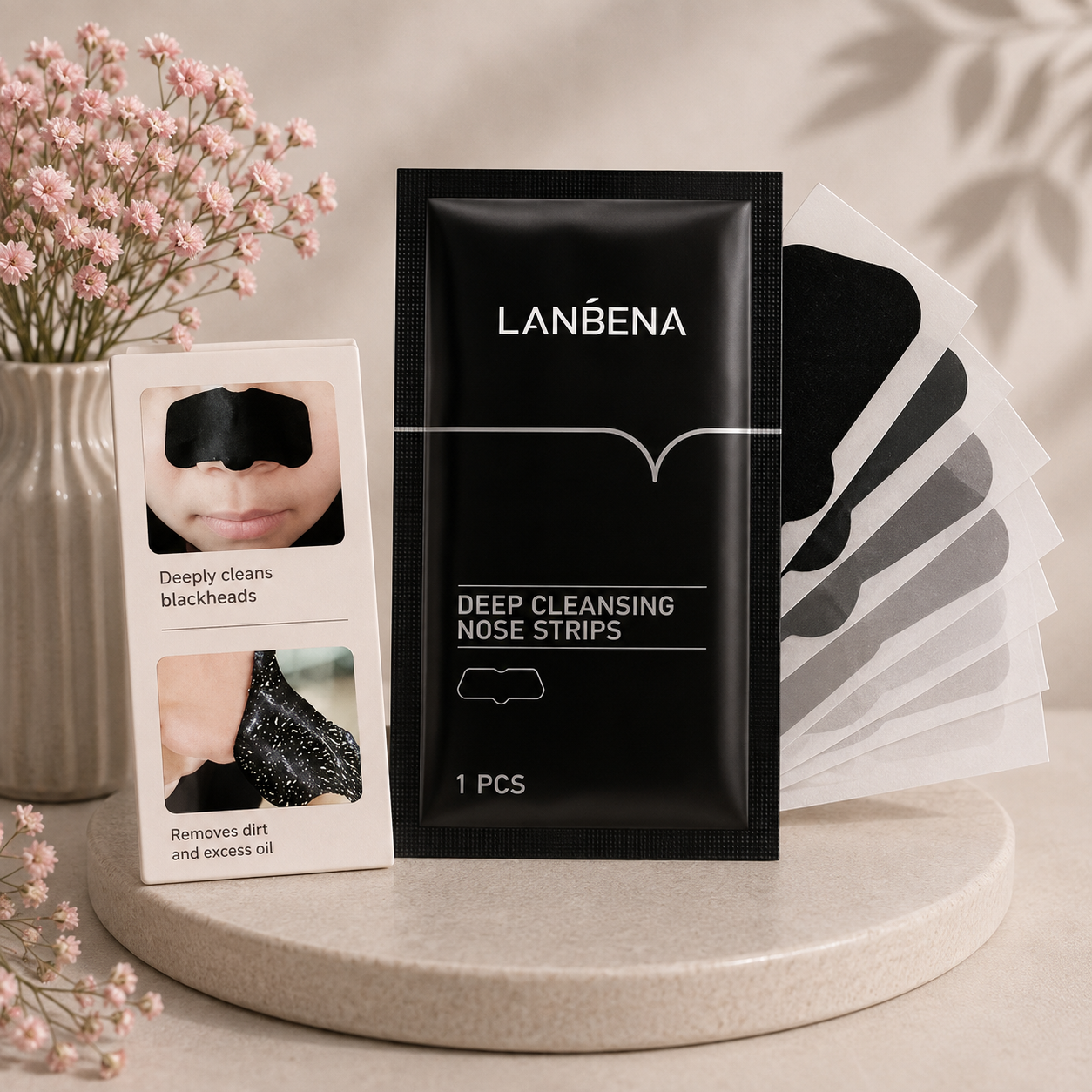 نوار پاک‌کننده عمیق منافذ بینی LANBENA | Deep Cleansing Nose Strips