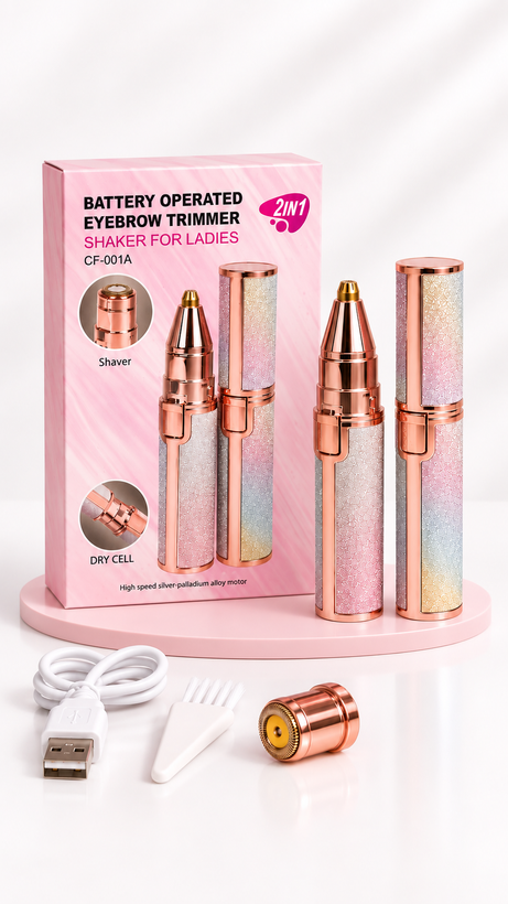 دستگاه اصلاح ابرو و موهای زائد صورت ۲ کاره | Rechargeable Eyebrow Trimmer ✨
