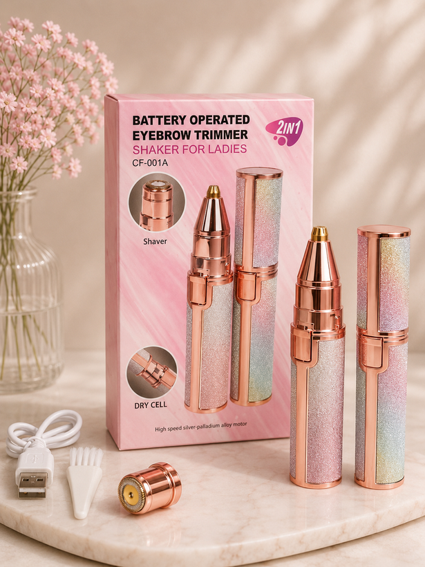 دستگاه اصلاح ابرو و موهای زائد صورت ۲ کاره | Rechargeable Eyebrow Trimmer ✨