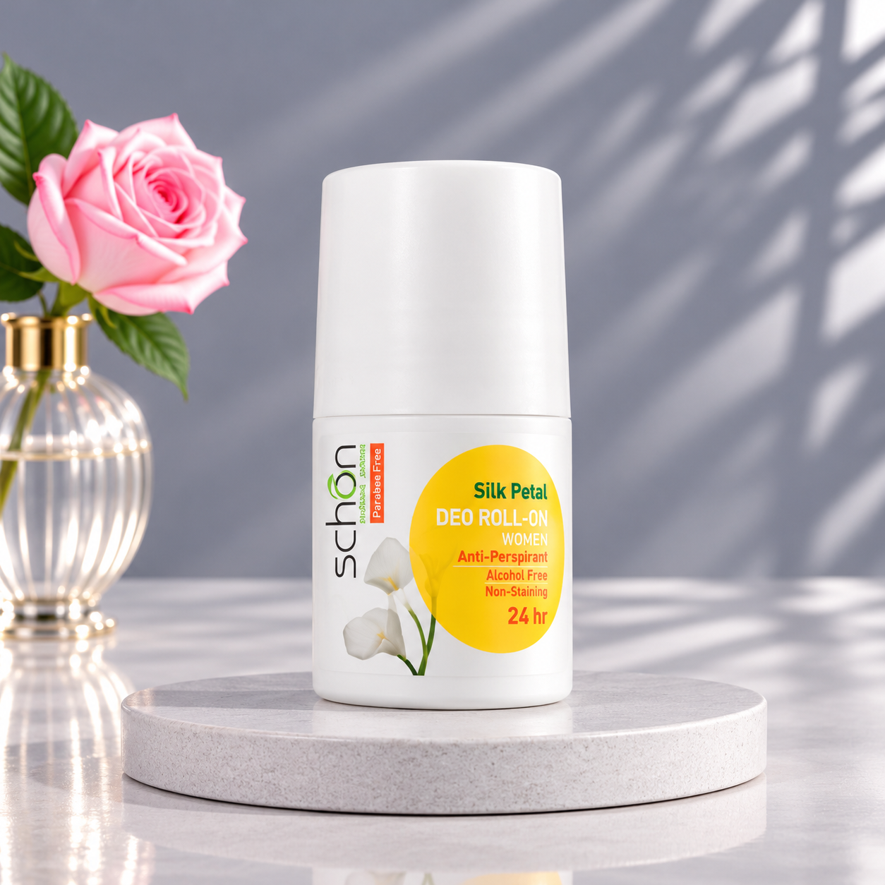 رول ضدتعریق زنانه شون مدل سیلک پتال Schon Silk Petal حجم ۵۰ میلی‌لیتر 🌸